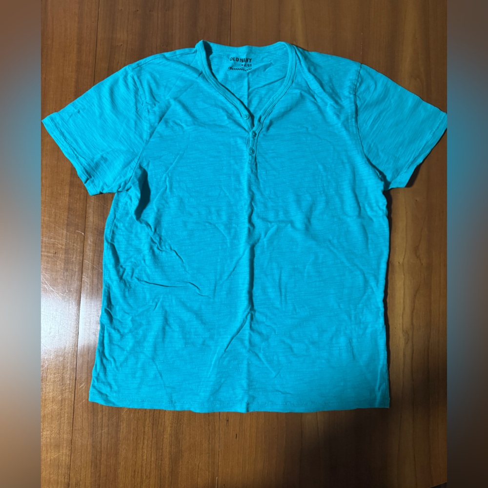 Men’s Old Navy Teal Henley Shirt Size Large